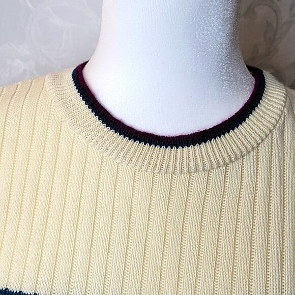 Cynthia Todd Womens Knit Cream Pine Green Purple Sweater Crew Neck Size L - Picture 7 of 10